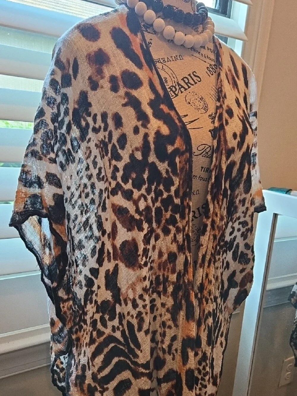Vince Camuto Leopard-Print Wrap Tunic Cover Up in Black & Brown. High Low
